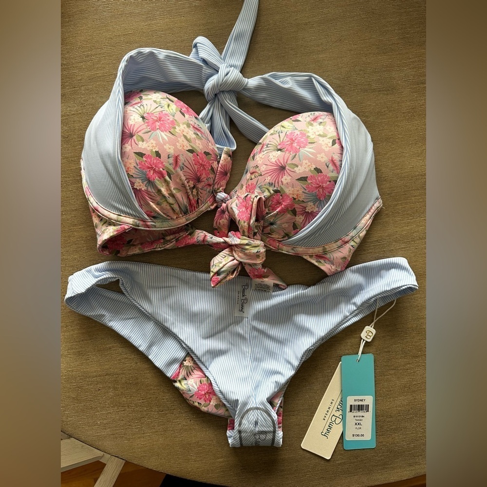 Beach Bunny Floral Pink and Blue push-up top and Sidney tango Bikini set xxl - Picture 9 of 10